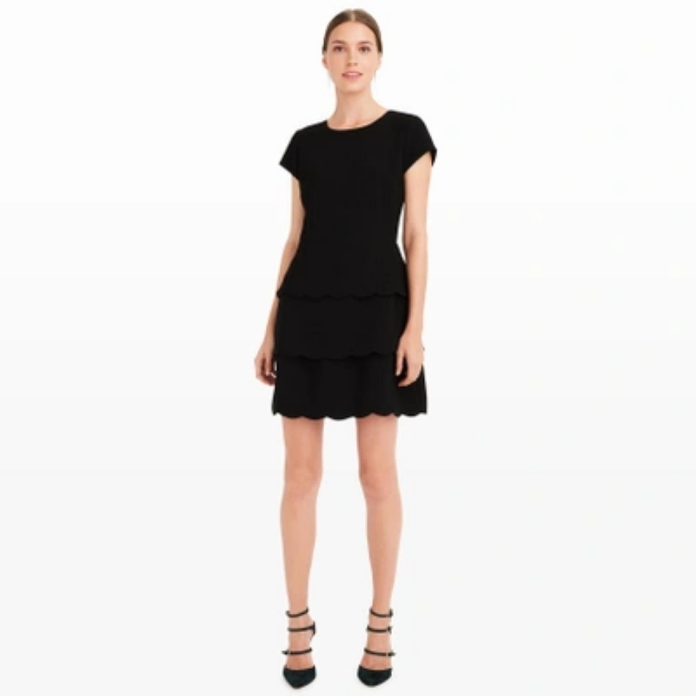 Club Monaco Colby Scalloped Dress In Black